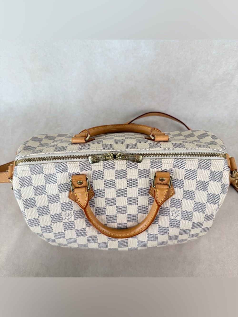 Louis Vuitton Speedy Bandoulière 30 Damier Azur Crossbody Bag w/ Strap & Lock - Picture 3 of 16